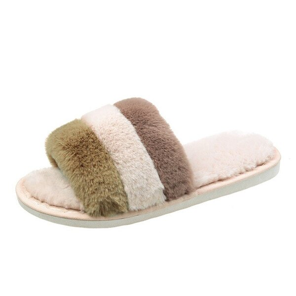 Cootelili nainen tossut talvikengät naisille pyöreäkärkiset vaaleanpunaiset lämpimät kengät 2cm korko perus plus koko 40 41: Beige / 7