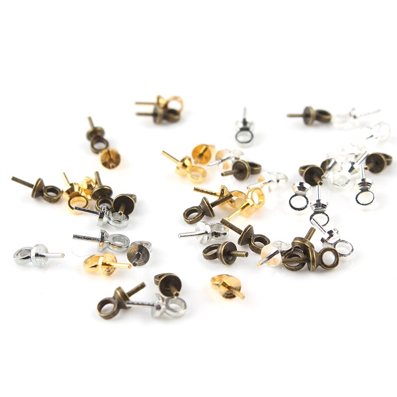 100/200pcs 6*3mm Copper Eye Pin Bail Pearl Charm Connector Bail For Pendants Supplies Diy Jewelry Findings Making Accessories