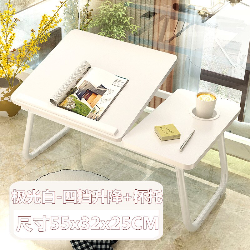 Escritorio plegable para Laptop para la cama computadora portátil bandeja para mesa de sofá para escribir 4 ángulos Mesa ajustable para Laptop con sostenedor de taza: 5