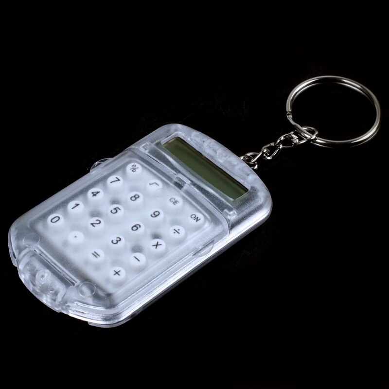 Clear Plastic Casing 8 Digits Electronic Mini Calculator w Keychain