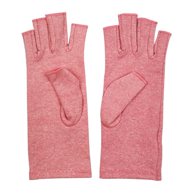 Katoen Spandex Handschoenen Half Vinger Compressie Dragen Handschoenen Artritis Gezondheid Handschoenen Elastische Lichtgewicht Ademende Outdoor Handschoenen: Roze / l