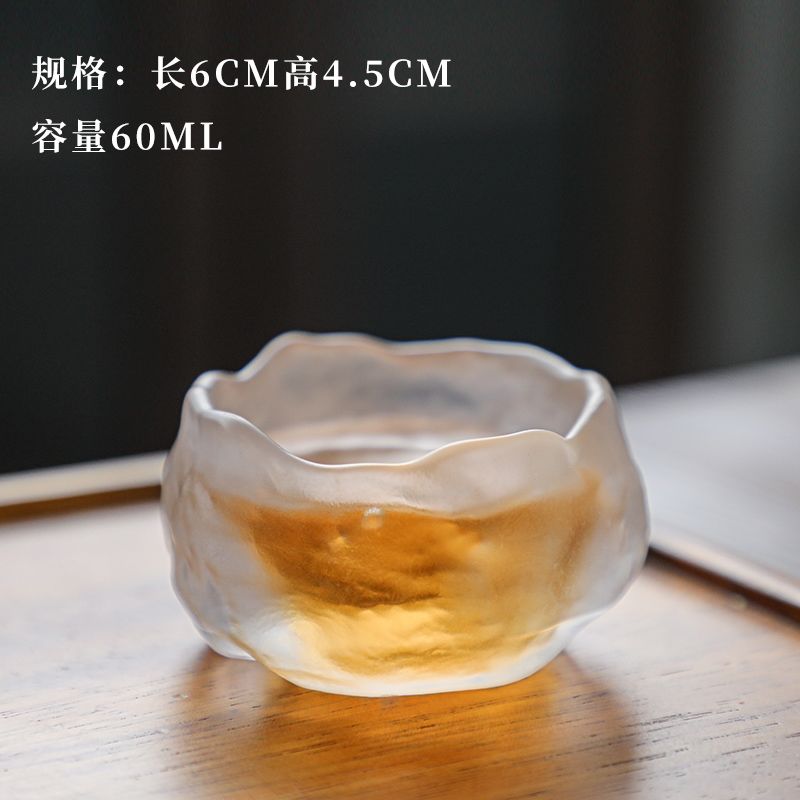 Heat-resistant Coloured Glaze Glass Cup Tea Cup Chinese Kung Fu Teacup Frosted Master Cup with Saucer Cloudy Household Small Cup: 05 Clouds