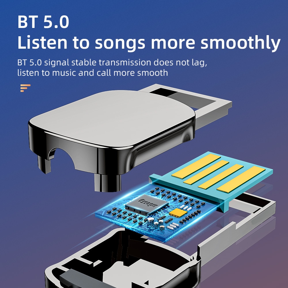 Essager Adapter Bluetooth Aux Dongle USB do gniazda 3,5 mm Car Audio Aux Bluetooth 5.0 Zestaw głośnomówiący do odbiornika samochodowego BT Transmitter