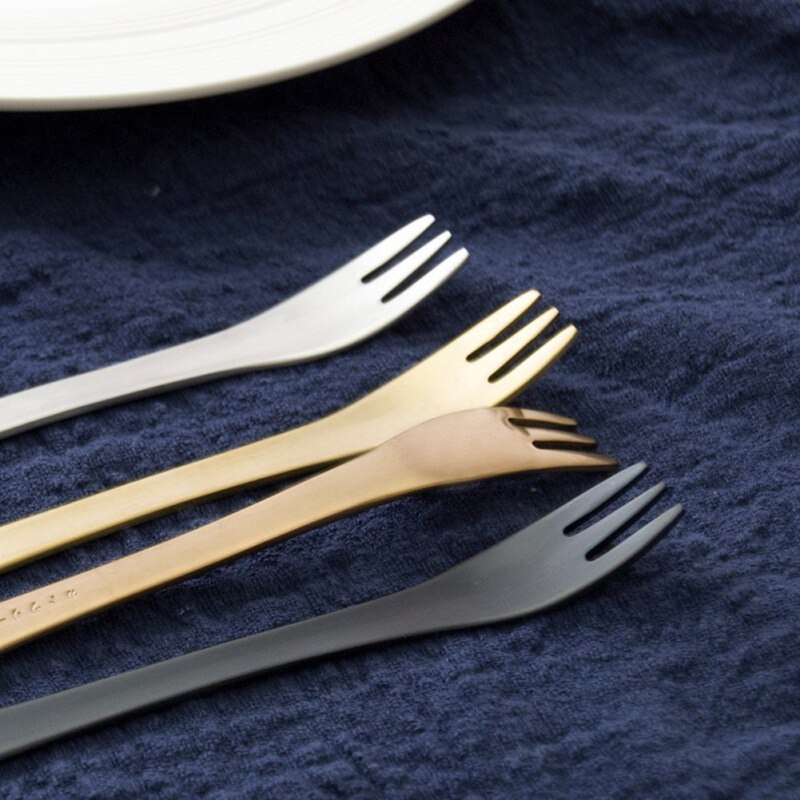 Cake Fork Stainless Steel Gold Forks For Fruit Salad Small Fork Useful Dessert Fork for Snack Dinnerware H03