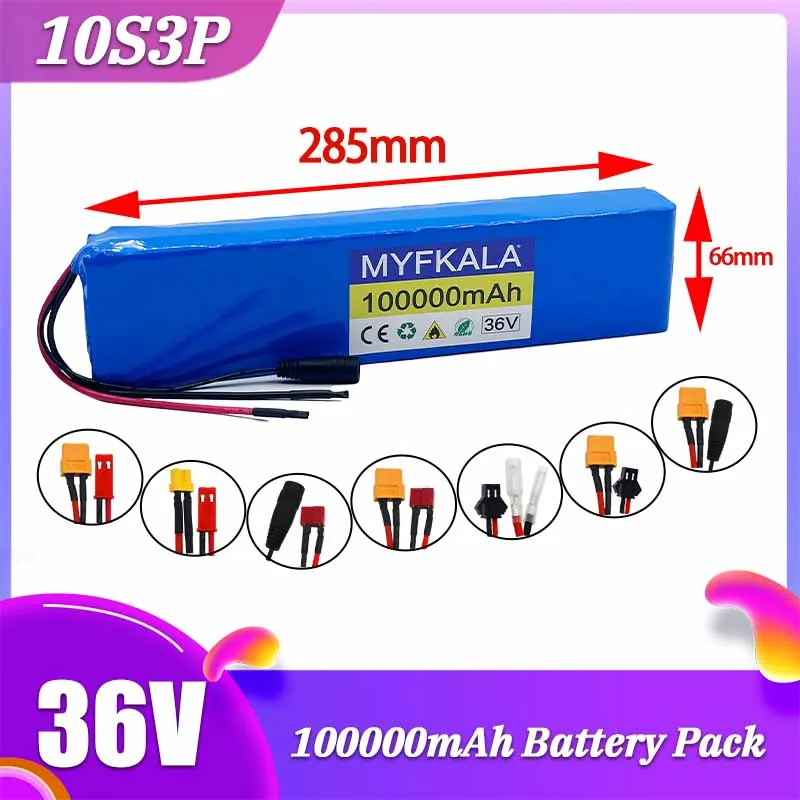 2025 36 V 100Ah 18650 Oplaadbare Lithium Batterij 10S3P 1000 W Power Gemodificeerde Fiets Scooter Elektrische Voertuig met BMS
