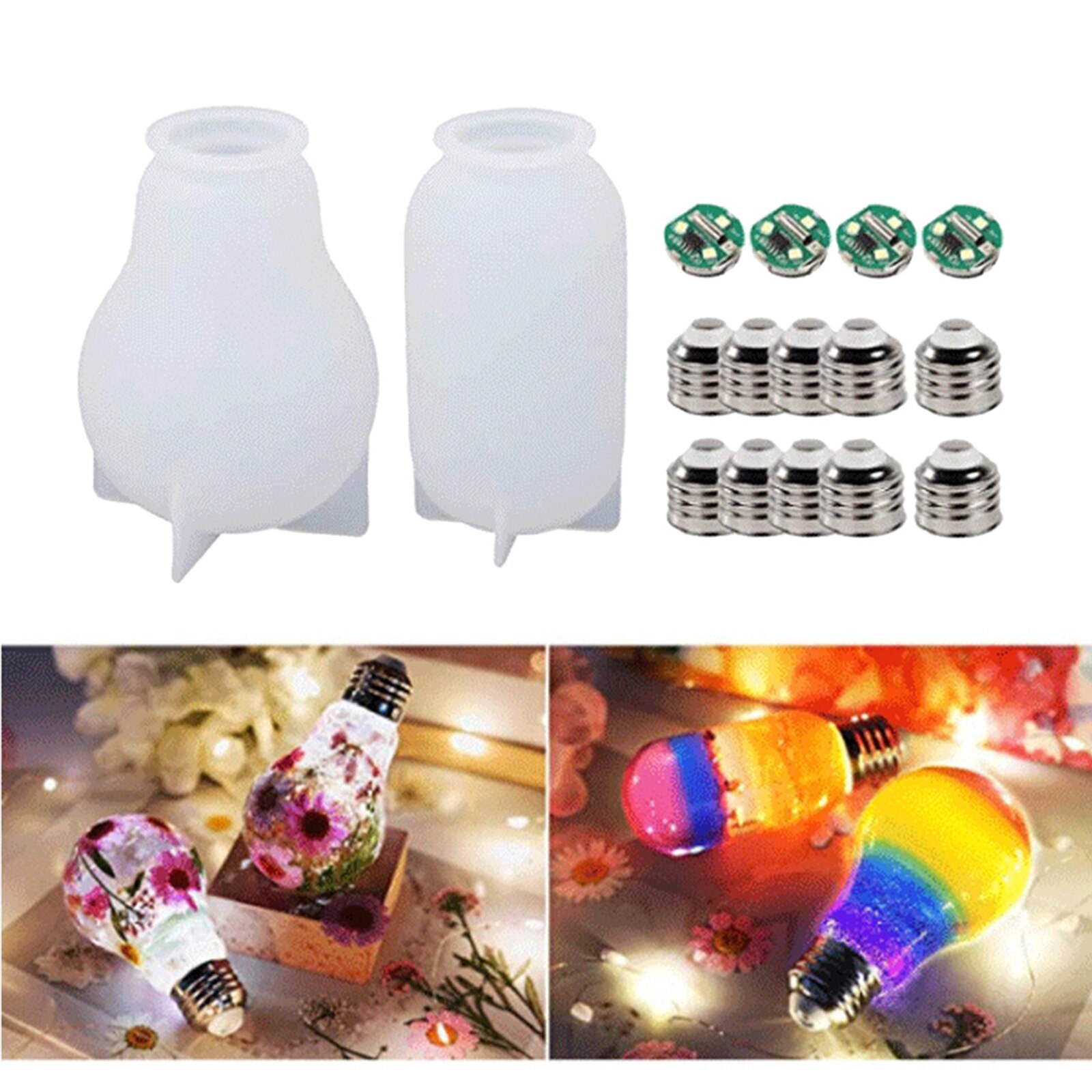 Resin Light Bulb Mold Set Chip Base Caps Silicone ... – Vicedeal