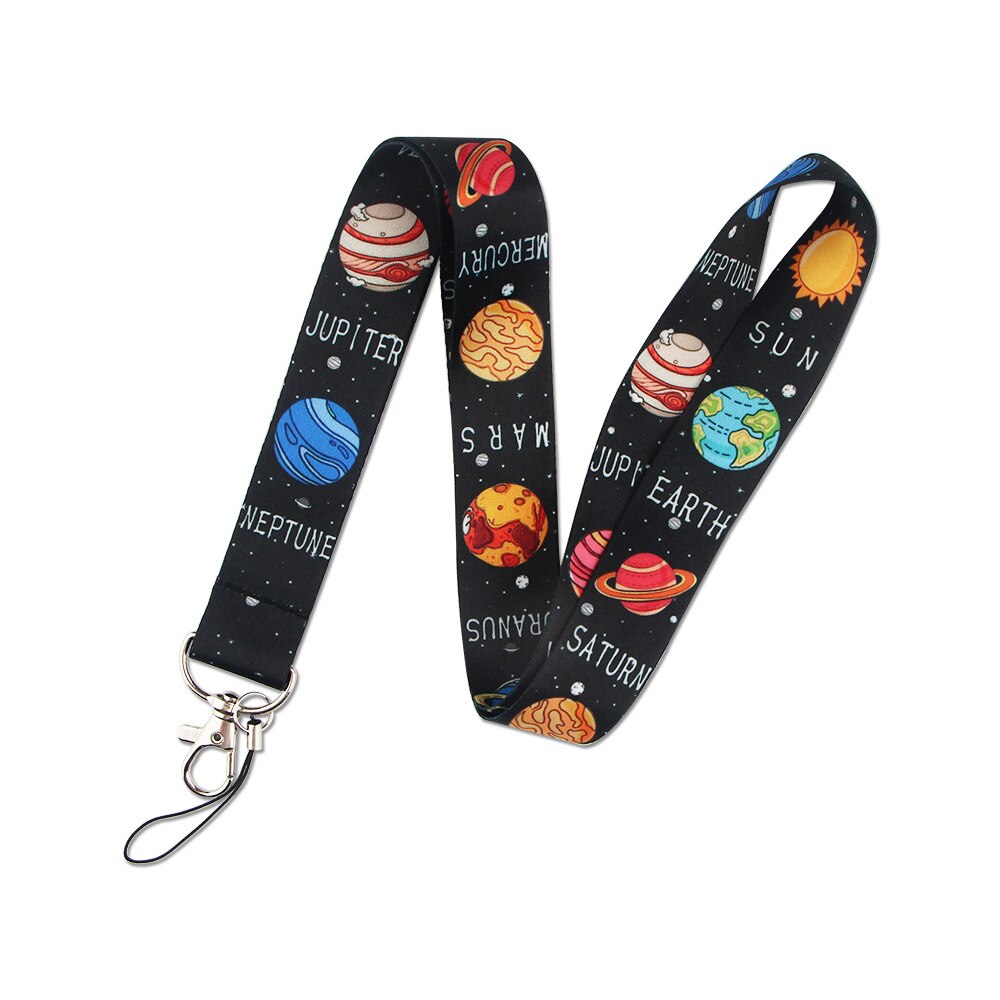 Space Planeten Neck Strap Lanyard Voor Sleutelhanger Usb Id-kaart Badge Houder Keycord Nekband Mobiele Telefoon Touw Accessoires