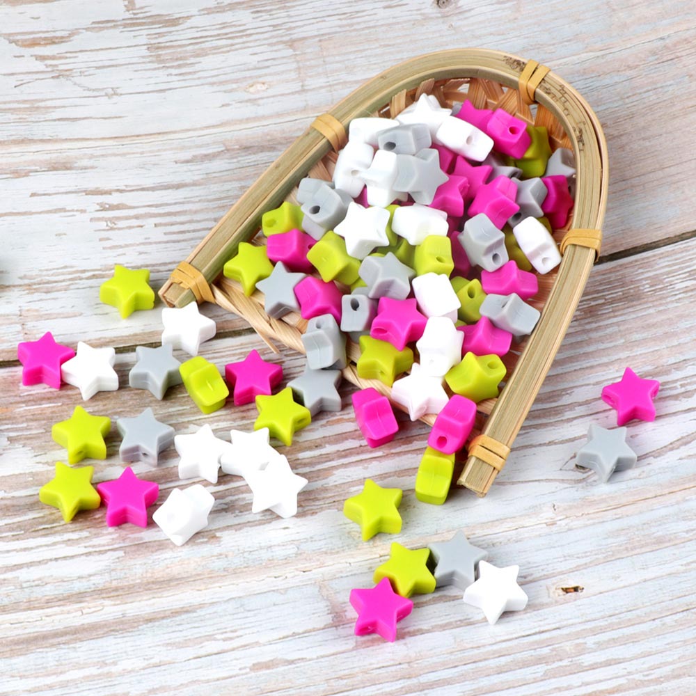 TYRY. HU 10 pc/lot étoiles bébé Silicone perles de dentition de alimentaire bébé produits collier à faire soi-même rongeur perles bébé jouets sûrs sans BPA: i