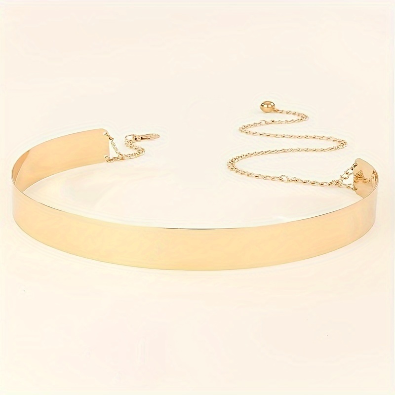 Cinto de metal dourado clássico, corrente de cintura ajustável, elegante, vestido, joias corporais para mulheres, uso diário