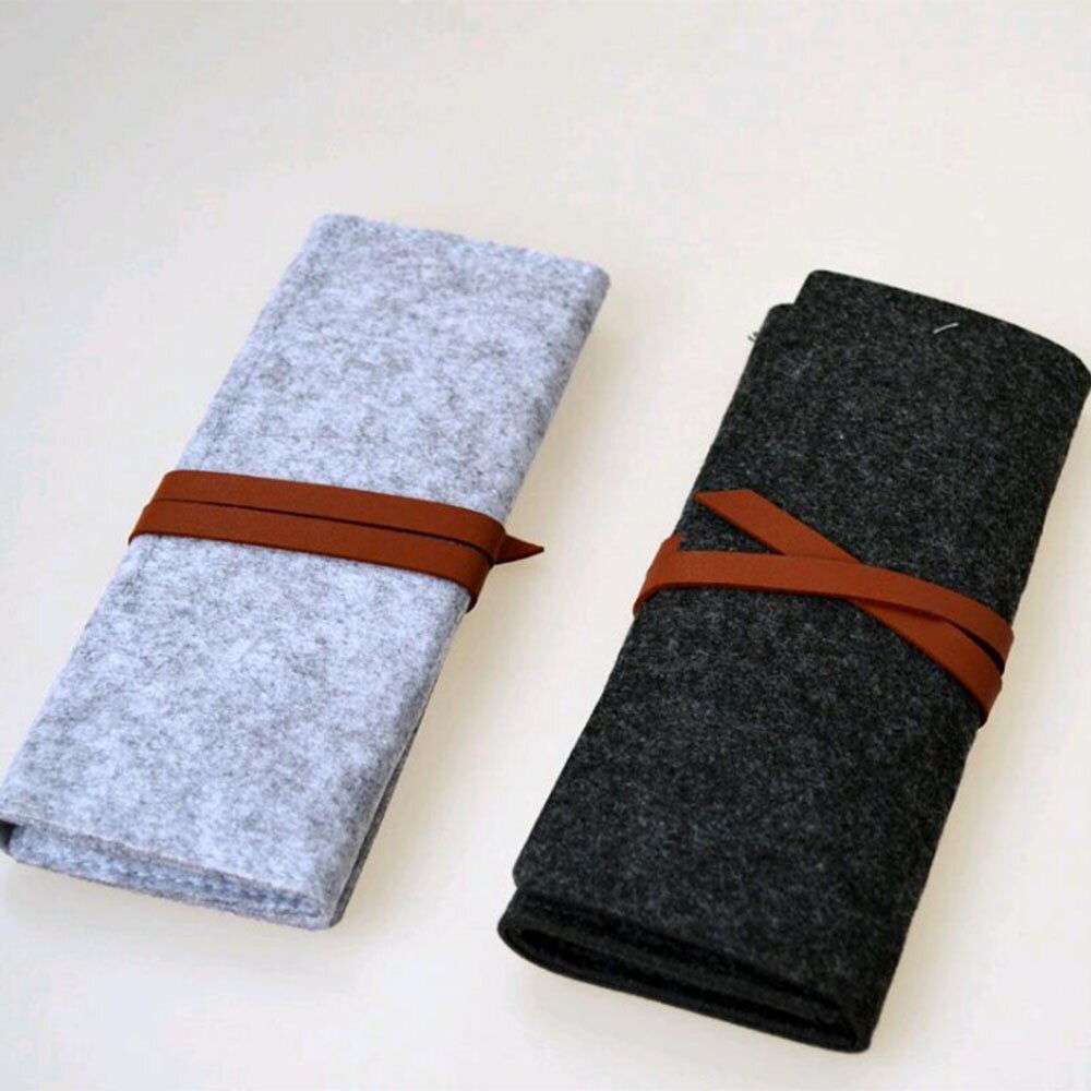 Draagbare Roll Etui Vilten Doek Potlood Tas Voor Meisjes Jongens Leuke Grote Pen Box Briefpapier School Office Supplyies