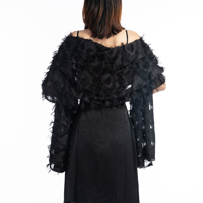 Kvinner bryllup skuldertrekk boleros kveldskjole sjal skjerf kvinnelige ensfarget fest skumring wraps foulard femme kappe bolero: 4