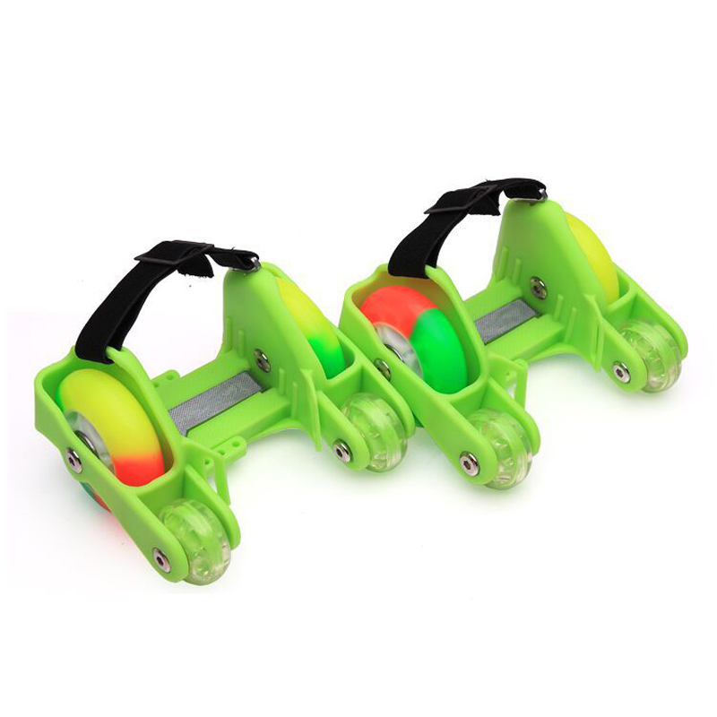 1 par børn børn blinkende rullesko rulleskøjter 4 brandhjul sko rullesport justerbar lille motorblitz: Grøn