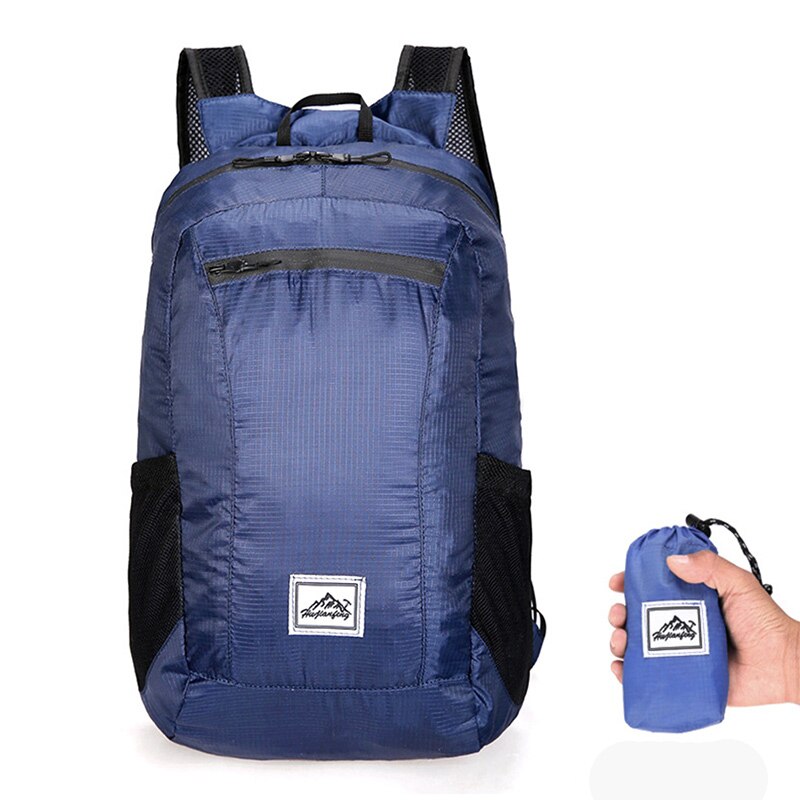 20l lichtgewicht draagbare opvouwbare rugzakken, waterdichte rugzakken, opvouwbare tassen, outdoor rugzakken, reisrugzakken, wandelrugzakken: Marineblauw