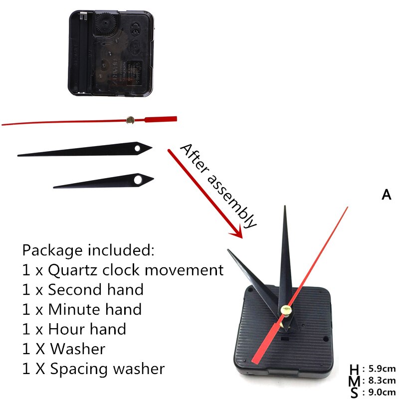 Diy quartz horloge stille wandklok uurwerk quartz reparatie uurwerk klokmechanisme onderdelen met naalden 1 set: En
