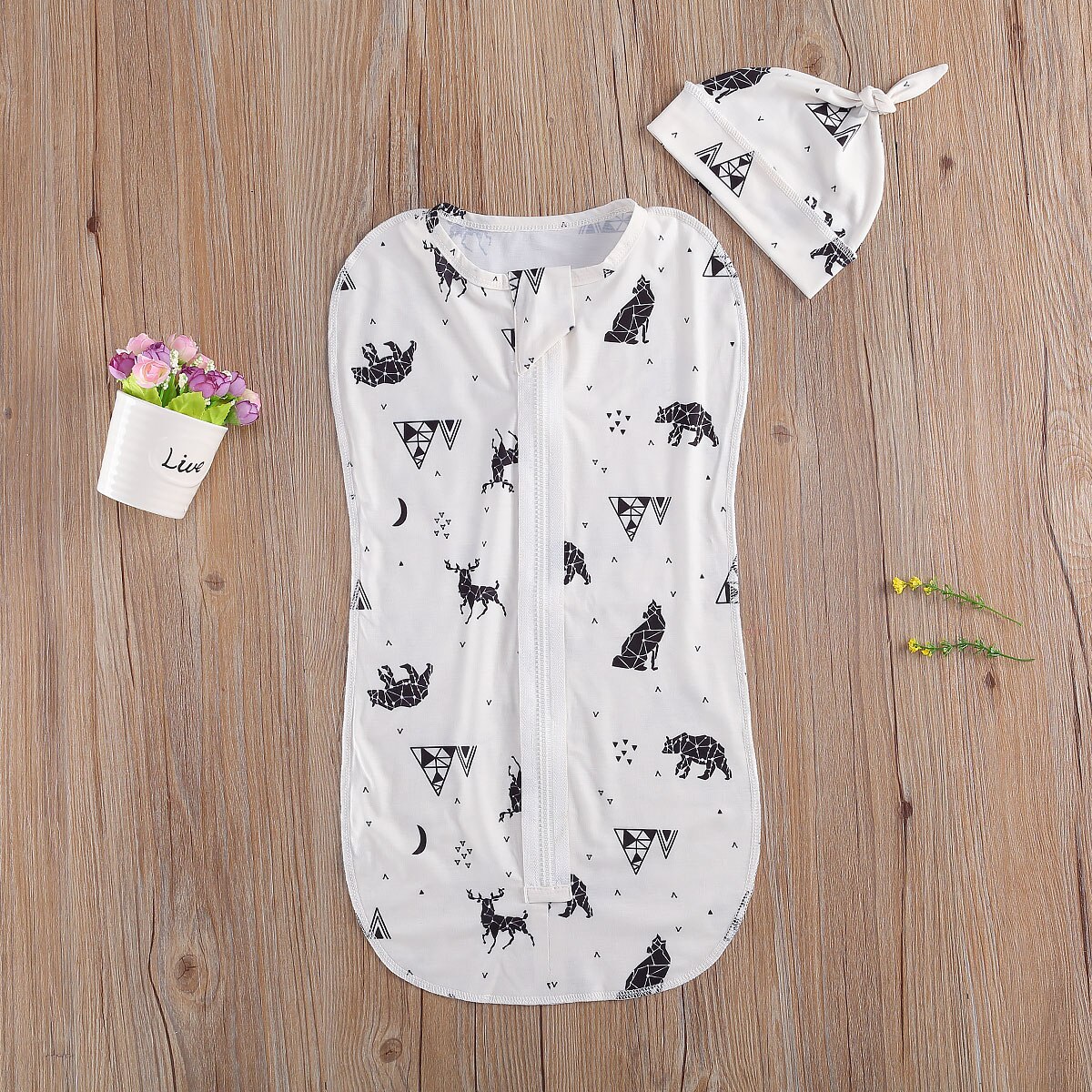 Herfst Baby Jongens Meisjes Slaapzakken + Hoeden 2 Stuks Cartoon Print Rits Deken 7 Kleuren
