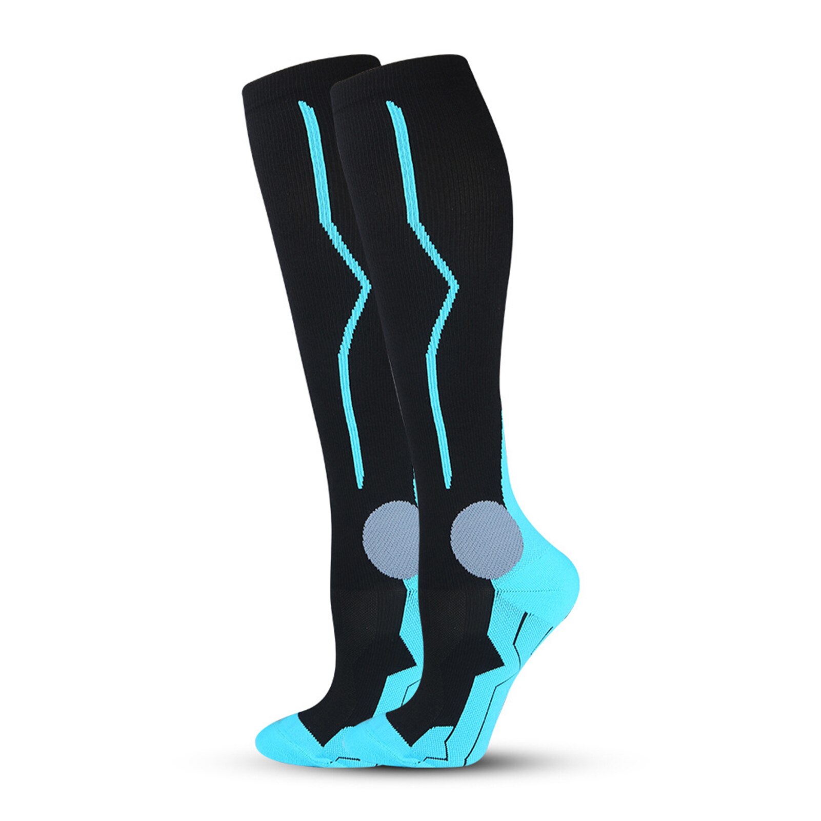 Calf Shaping Compression Socks with Increasing Pressure Elastic Sports Support Stockings for Women Men: lake blue / S/M