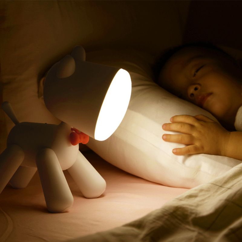 Dejlig hvalp natlys til børn børn soveværelse læselampe til arbejdsstudie sove usb genopladelig to lysstyrke