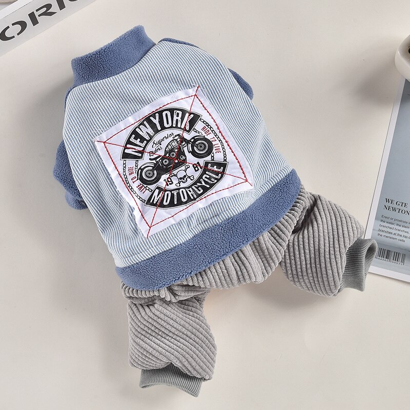 Sports Dog Tracksuit Sweatshirt Pink Blue Colors Four Legs Pet Clothing Apparel Motorcycle Winter Warm Animal Shop Goods: Blue / XXL
