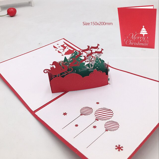 Kerst Kaart 3D Pop Up Kaarten Vrolijk Kerstfeest Winter Wenskaarten Sneeuwvlok: 12