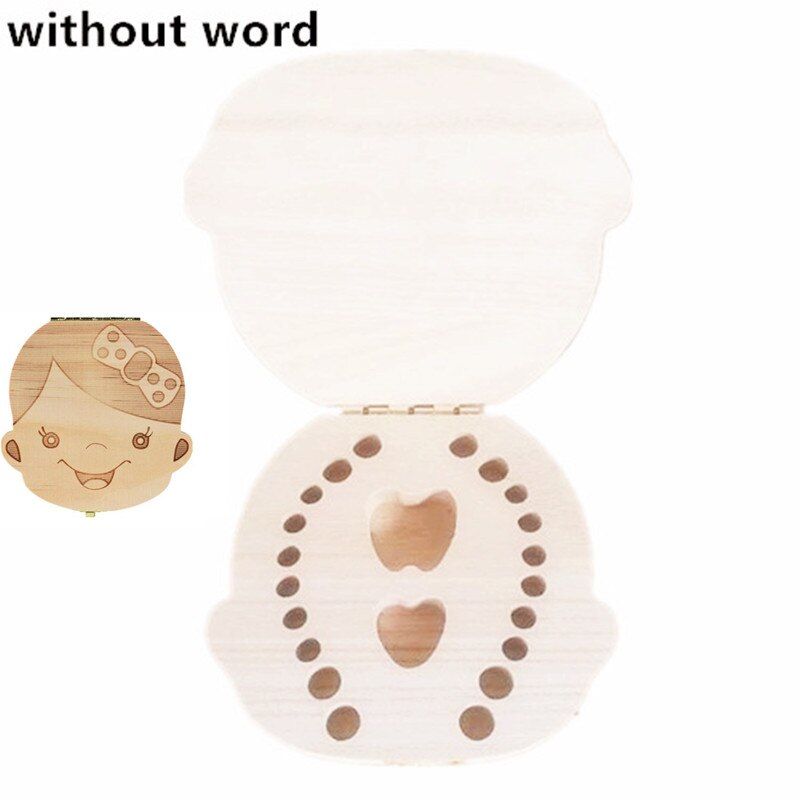 Nederlands/Engels/Griekenland/Portugal Spaans Tand Houten Box Organizer Melk Tanden Hout Opslag Verzamelen Tanden Navelstreng doos: no word girl