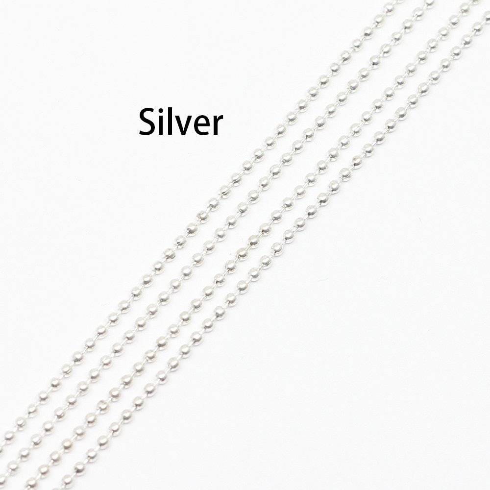 5 m/lote de cadenas de cuentas de bolas de Metal de Color dorado, negro y bronce, 1,2 1,5, 2mm para collares DIY, accesorios para hacer joyas