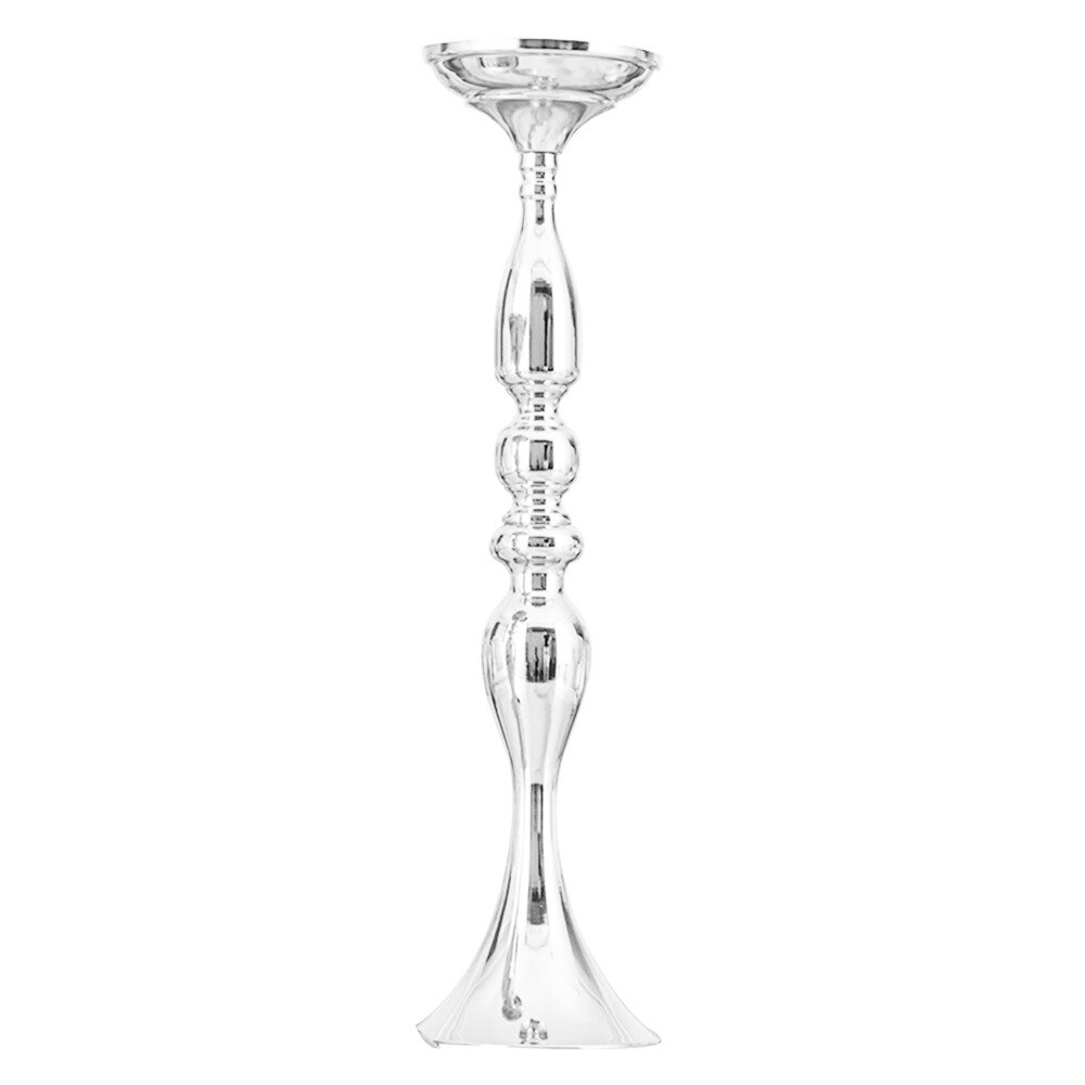Candelabros de oro blanco y plata para decoración de bodas, candelabro de Metal, soporte de flores, florero de mesa, centro de mesa, estante de flores para eventos, plomo de carretera: white / 32cm