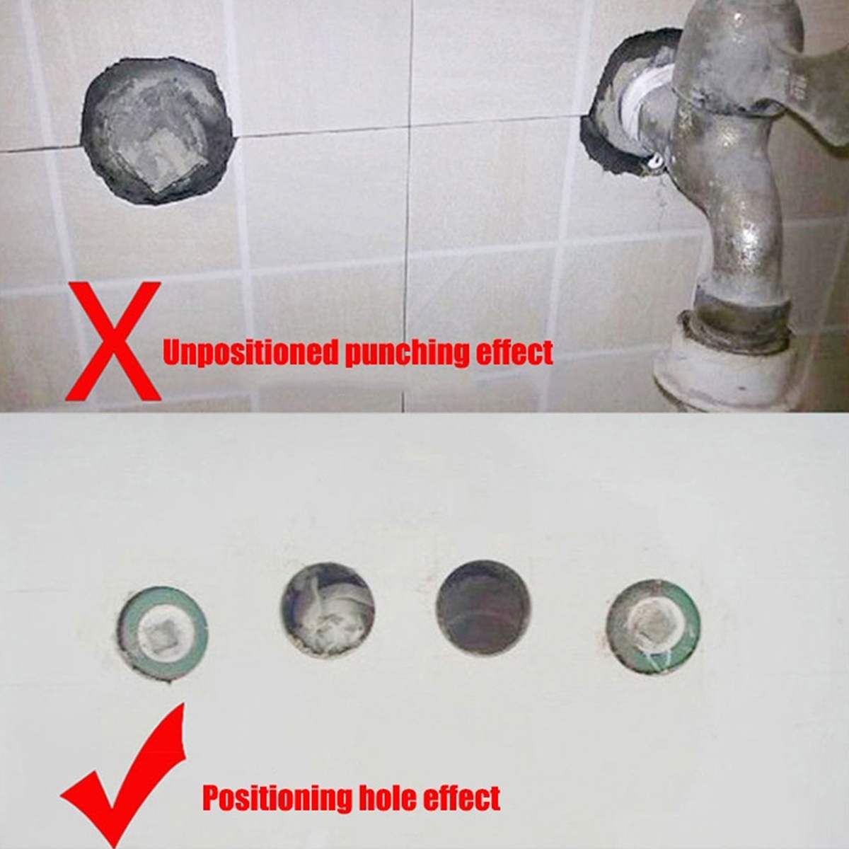 Multi-Functional Stainless Steel Ceramic Tile Hole Locator Ruler Adjustable Punching Hand Tool for House Decorated Work