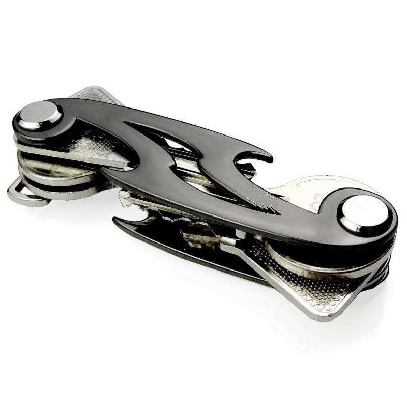 Metal chaves titular premium compacto chave organizador titular com multifunções & kit de expansão chian: Black