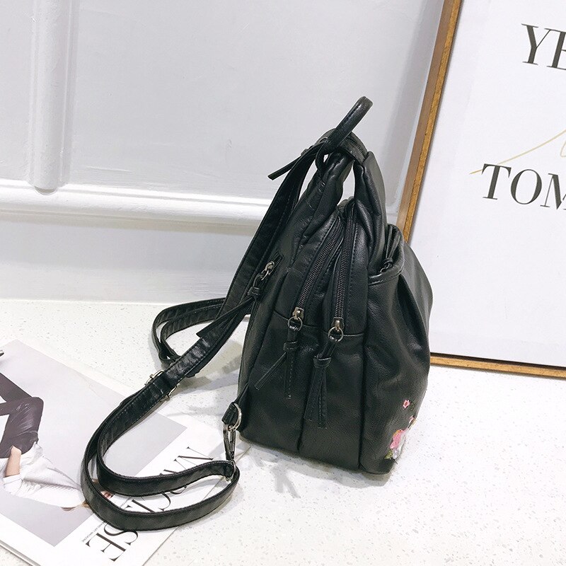 ethnisch gestickt Rucksack Frauen's lässig Reisen Dual-benutzen klein Rucksack gestickt Brust Tasche