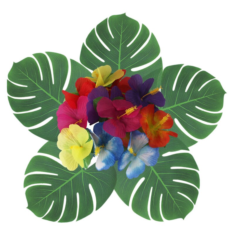 Decoración de hojas de palmera Tropical, decoración de boda, planta de Selva Verde, luau Hawaiano, en casa, 12 piezas