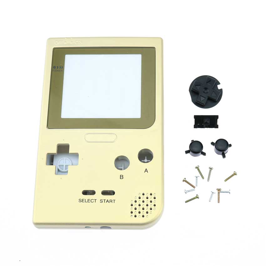 YuXi Full housing shell case cover replacement for Gameboy Pocket Game Console for GBP Clear shell Case with Buttons Kit: Gold