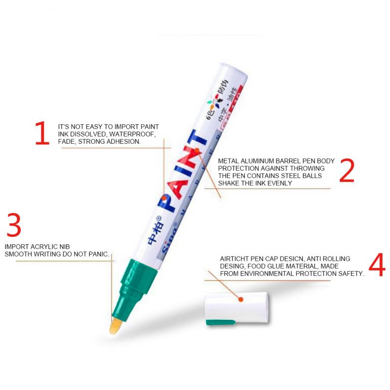 DIY Album Black Card Metal Pen Touch Up Pen Tire Pen Lacquer Oil Pen Auto Rubber Tyre Tread Metal Permanent Paint Marker: green