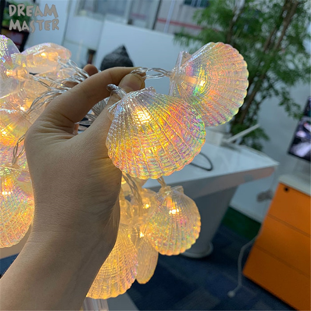 Nieuwjaar Garland Led Shell String Lights Fairy Lamp Voor Kerstboom Wedding Thuis Indoor Decoratie Batterij