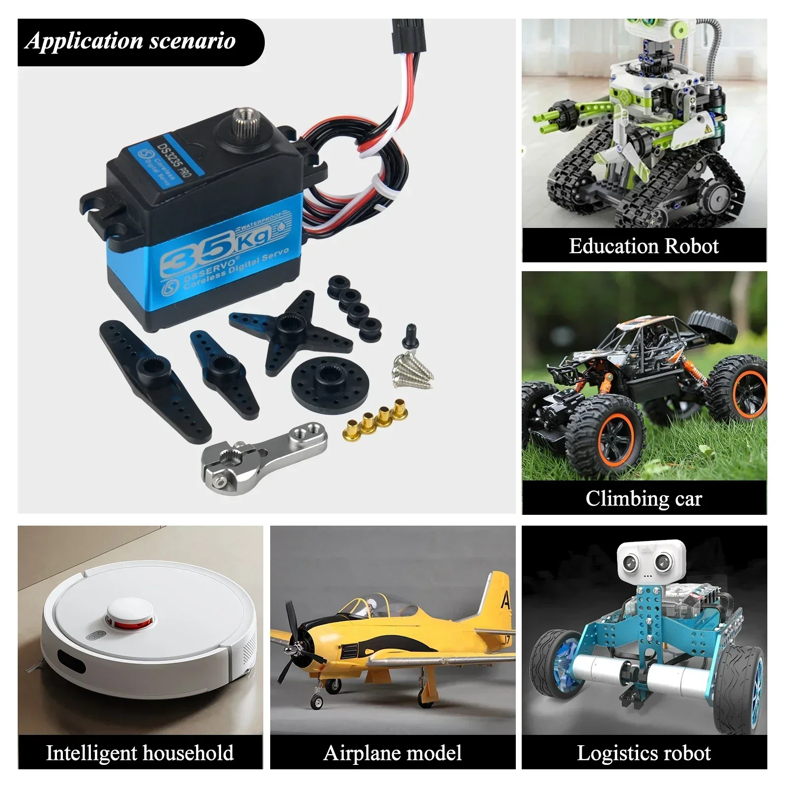 Servo Digital DS3235 PRO de 35kg, motor sin núcleo de 180/270 grados con servos de brazo Servo de 25T para Robot