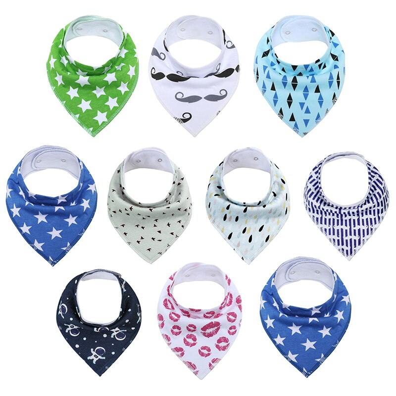 Babero de algodón orgánico superabsorbente para bebé, paquete de 10 Baberos triangulares de 100% algodón, para de Baby Shower: AP1006