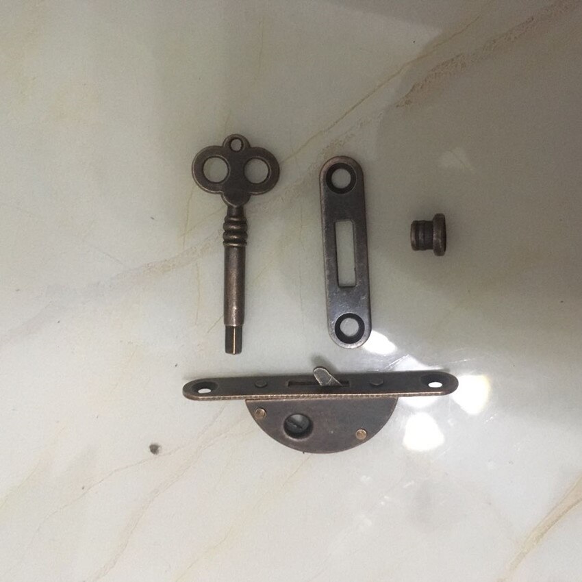 Retro drestress antique brass drawer cabinet decoative box small locks Classical lock for furniture cabinet door drawer: ANTIQUE COPPER LOCK