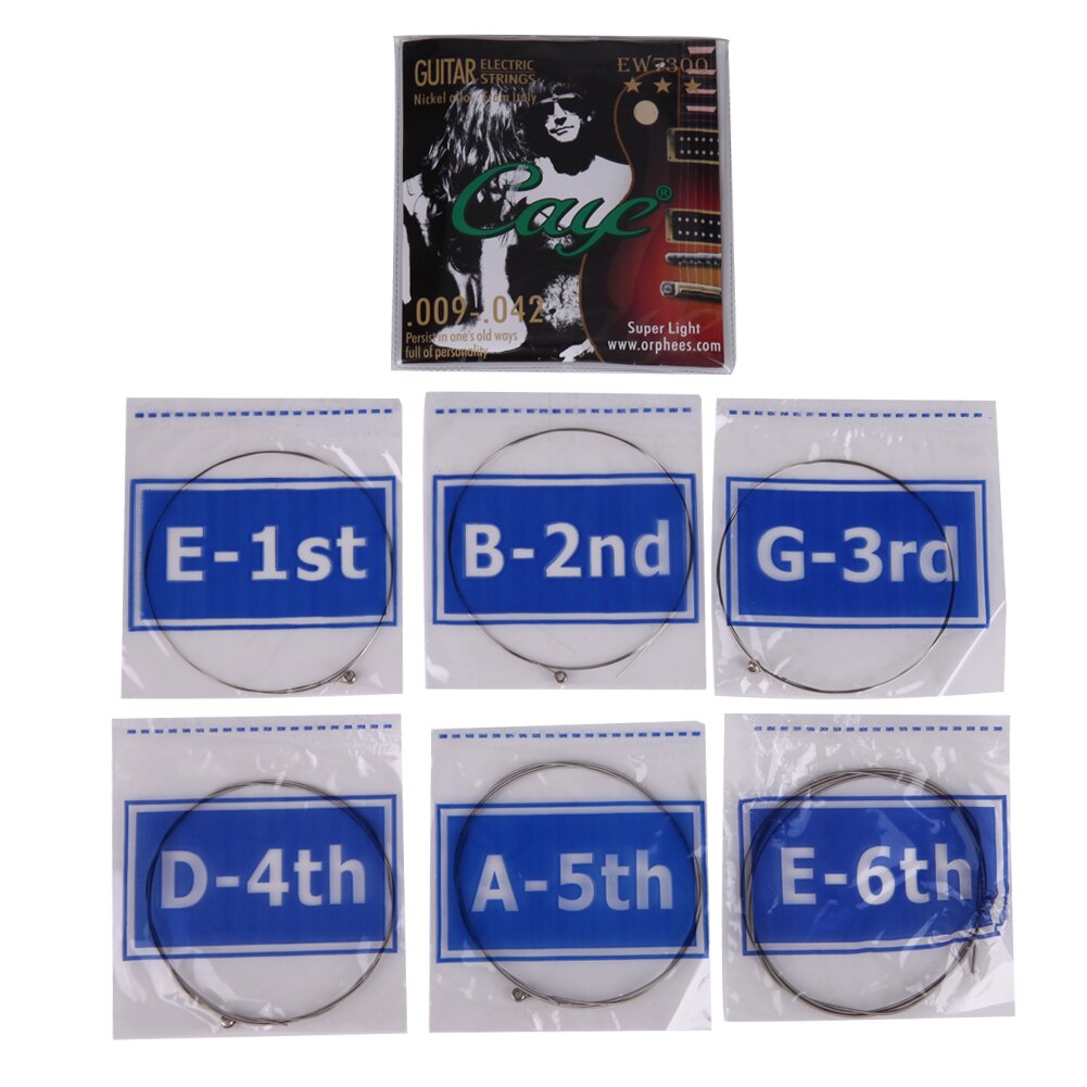 6Pcs/ Set Guitar Strings Hexagonal Carbon Stee Nickel Plated Steel Guitar Strings for Electric Guitars: EW7300 009042inch