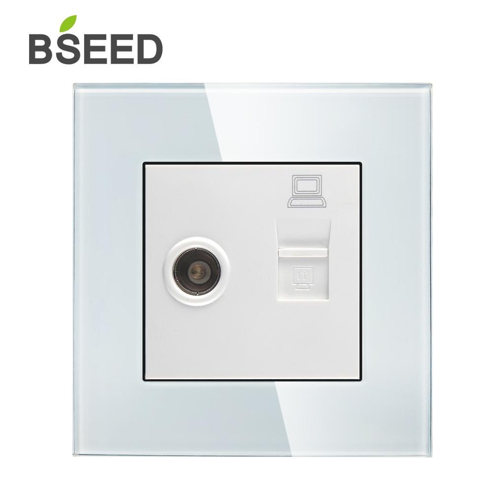 BSEED Wall TV Power Outlet Telphone Wall Socket CAT5 Wall Outlet Sockets