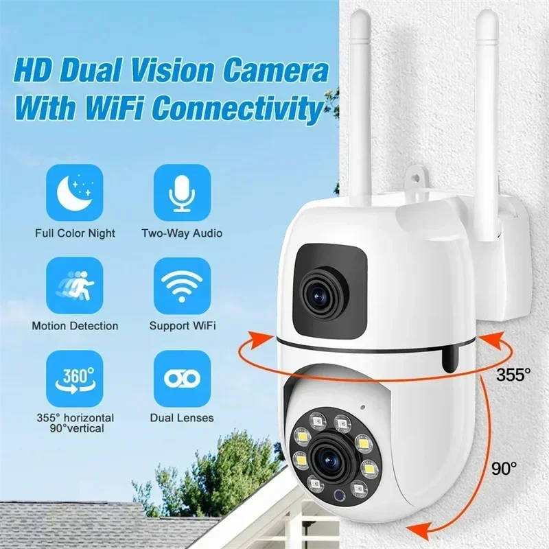 8MP Dual Lens Dual Screen IP Cameras WIFI Surveill... – Grandado