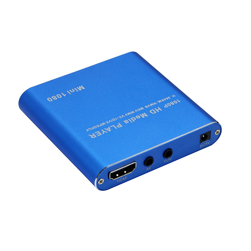 Mini HD 1080p lettore multimediale lettore pubblicitario scheda SD esterna/host USB/disco rigido lettore blu ray supporto MKV H.264 RMVB WMV: Blue