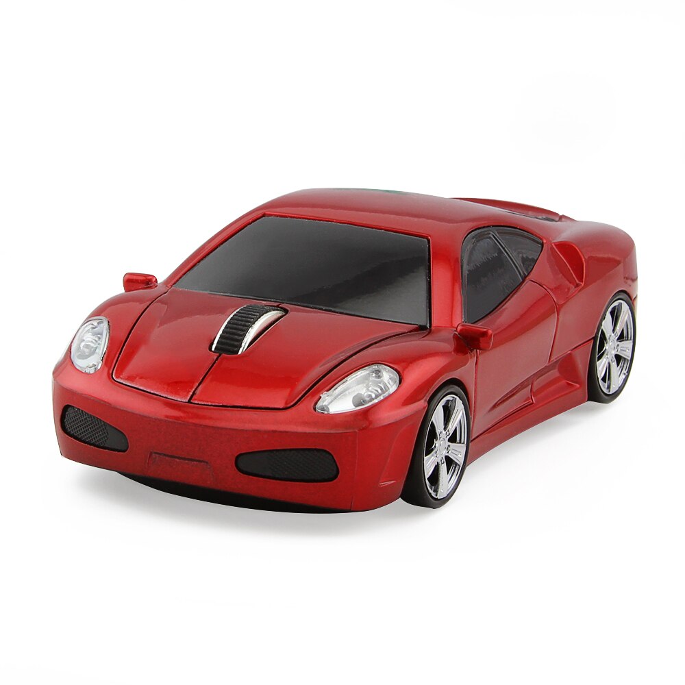 CHYI-ratón inalámbrico con forma de coche, dispositivo de 2,4 Ghz, Mini, ergonómico, Usb, 3d de dibujos animados, LED, para el coche, para ordenador portátil: Rojo