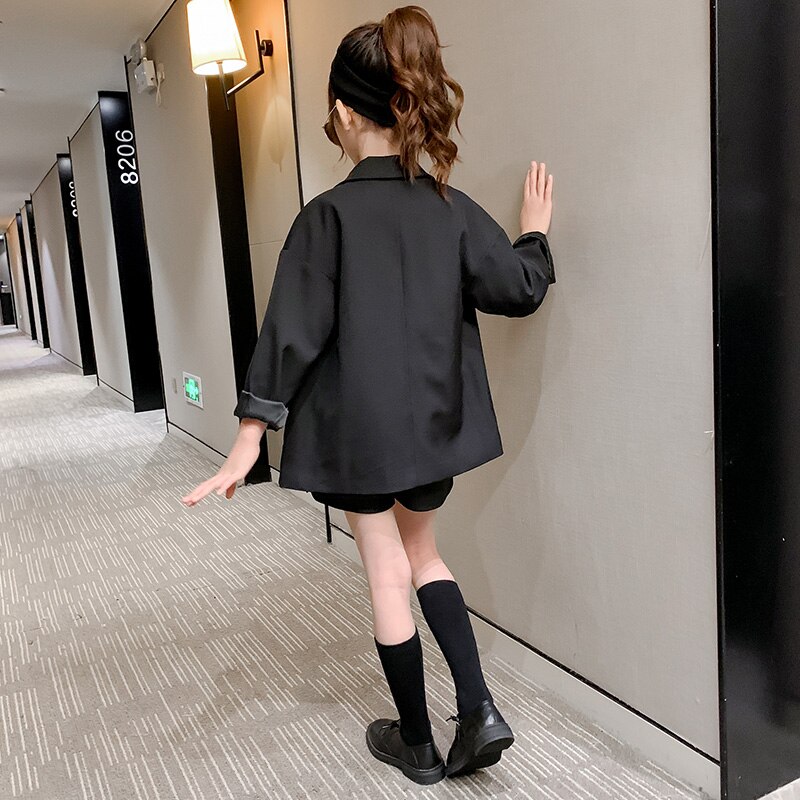 Spring Girls Blazer Children Clothes Kids Jacket For Girls Cotton Black Casual Suit Outerwear Kids Wedding Blazer Tops