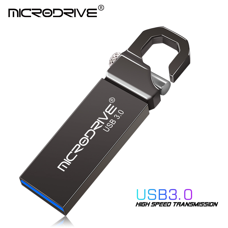 USB 3.0 Flash Drive 32GB 16GB Metal Pendrive 64gb 128gb 3.0 U Disk High Speed Waterproof Key Pen Drive Memory Stick: black / 16 GB