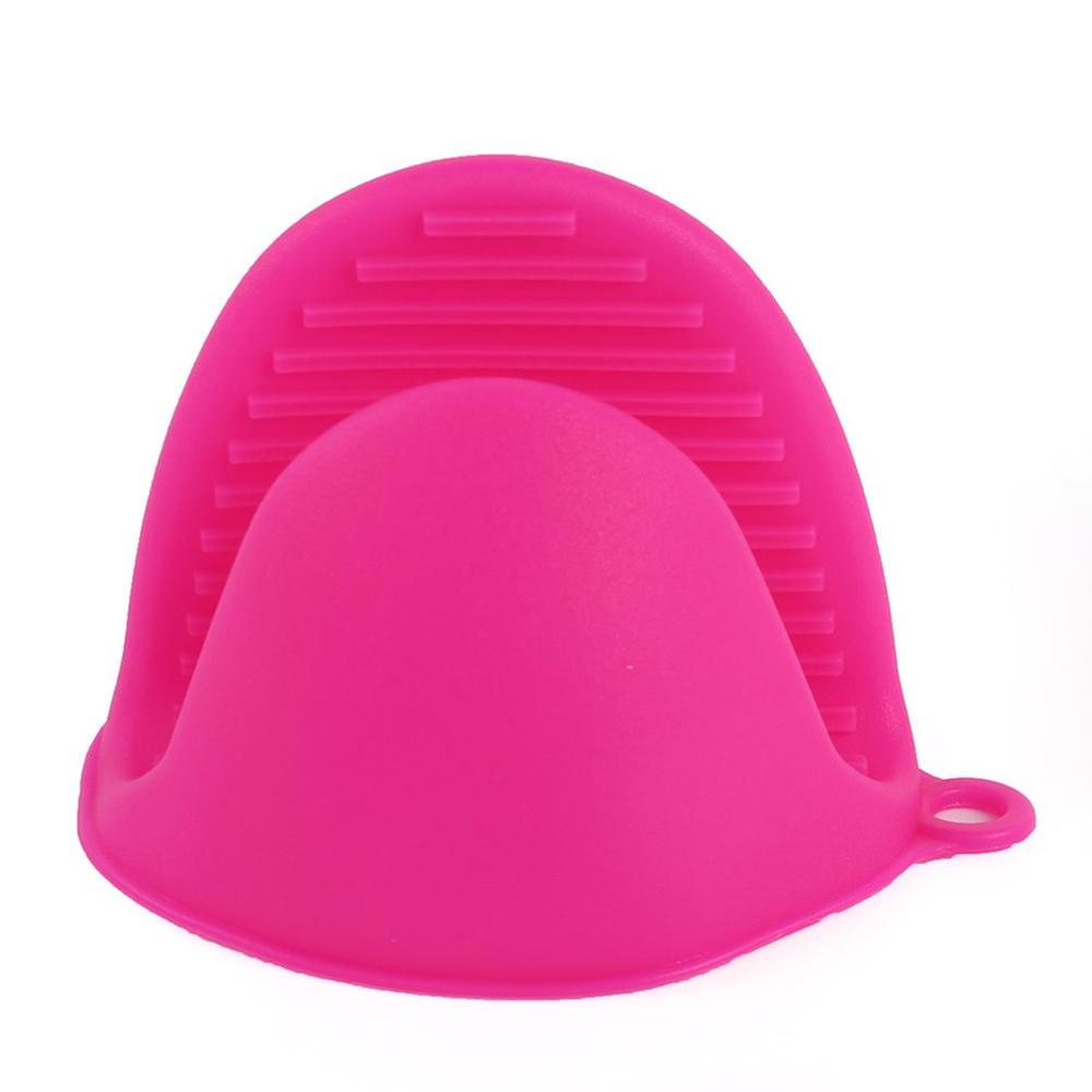 Silicone Anti-Brandwonden Oven Handschoenen Wanten Pannenlap Keuken Bbq Handschoenen Lade Pot Schotel Kom Houder Oven Handschoen Hand Clip: Rose Red