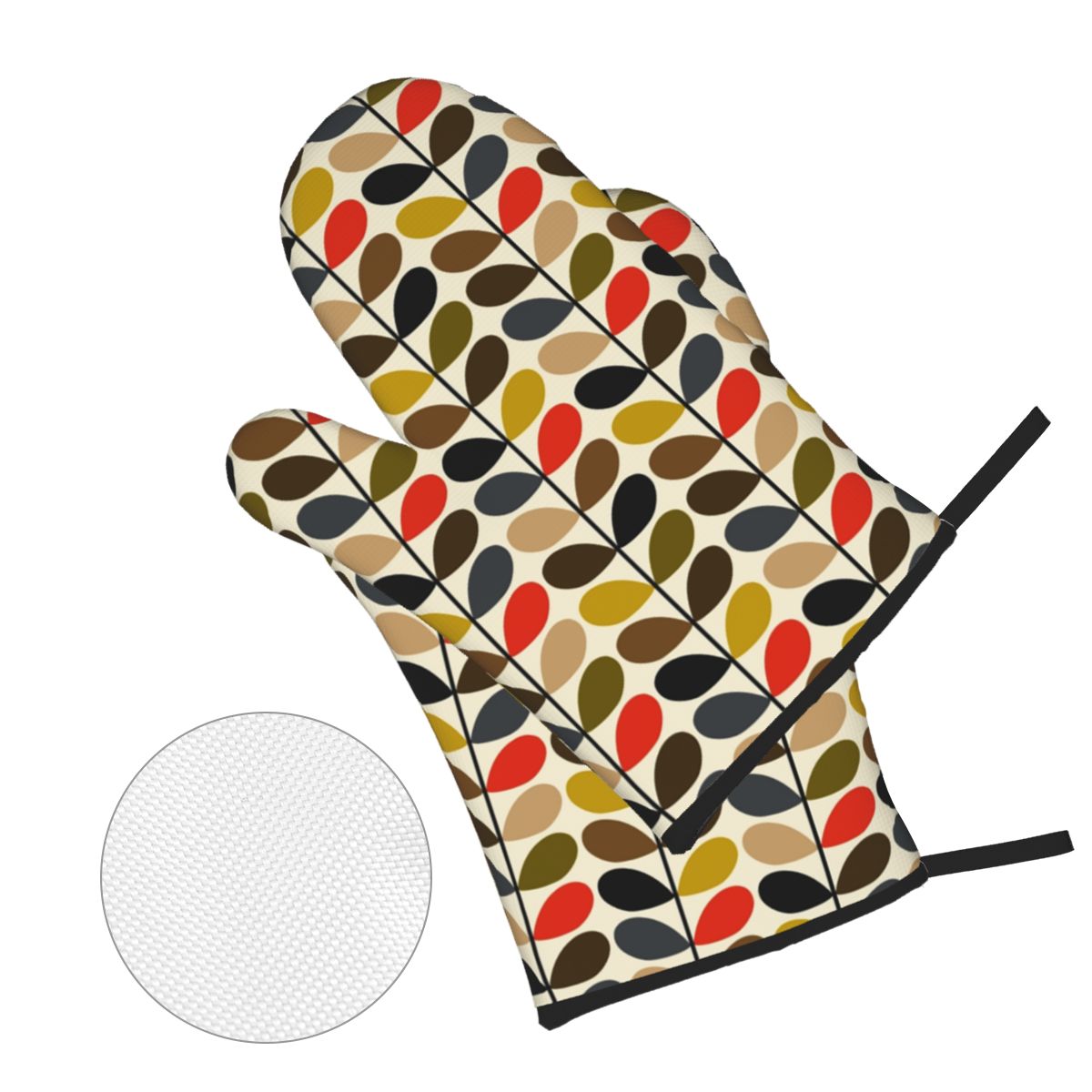 Orla Kiely Multi Stem Oven Mitts and Pot Holders Sets of 4 Floral Heat Resistant Non Slip BBQ Kitchen Gloves for Baking Cooking