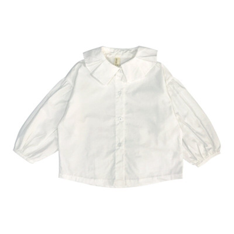 Students White Shirts For Girls School Uniforms Cotton Turn-Down Collar Blouses Girls Cotton Blouses Autumn Teenage Kids Clothes: 14T
