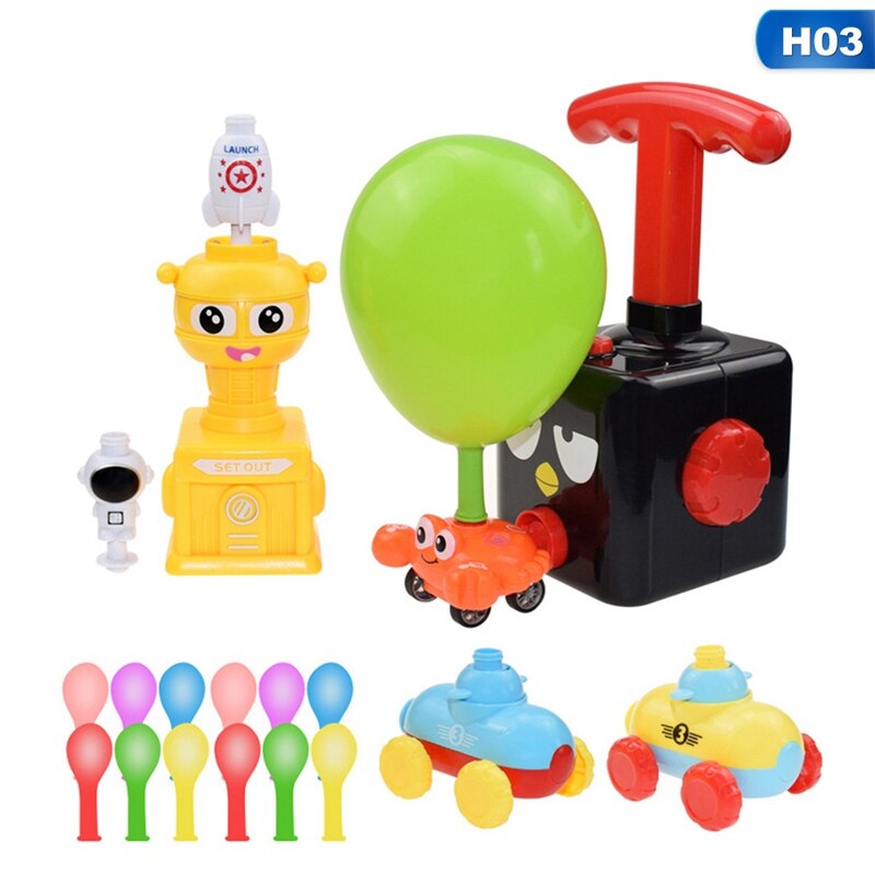 Ballon Aangedreven Launch Auto Opblaasbare Ballon Pomp Hand Push Mini Plastic Air Power Ballon Racer Voertuig Auto Speelgoed Voor Kinderen: H03