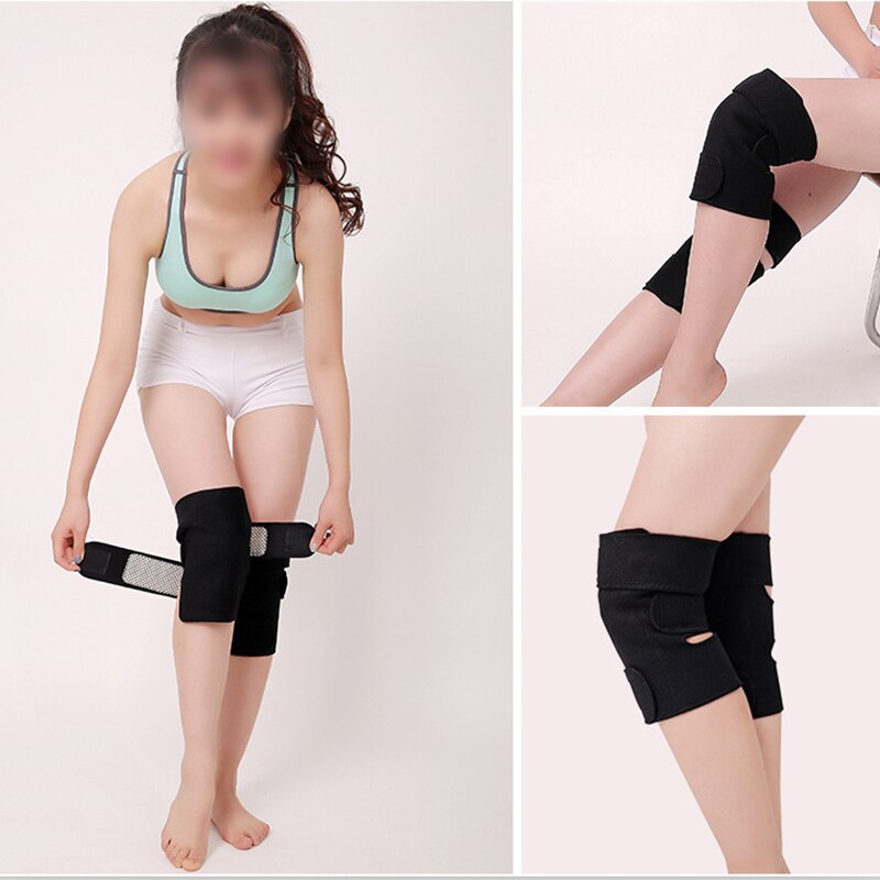 1 Pair Tourmaline Self-heating Knee Protector Magnetic Therapy Knee Protective Belt Arthritis Brace Supports