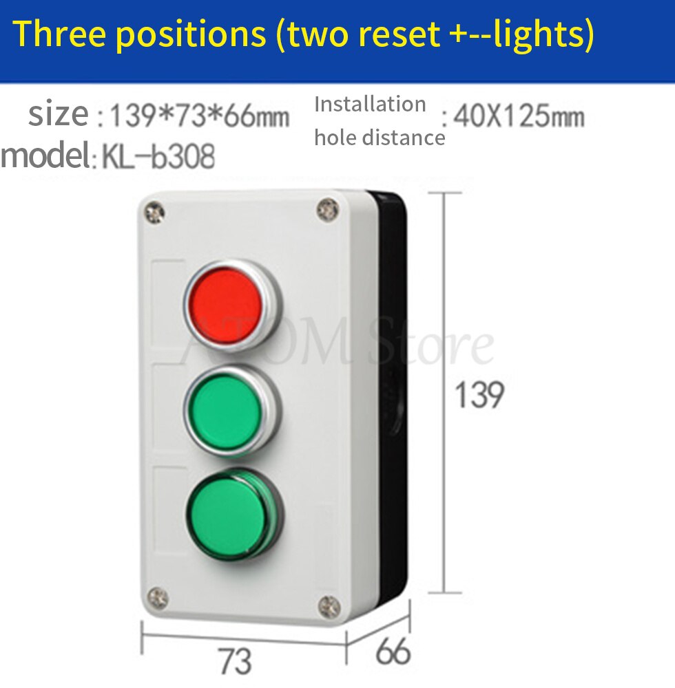 Button switch control box emergency stop waterproof button indicator box plastic start electric box: Lavender