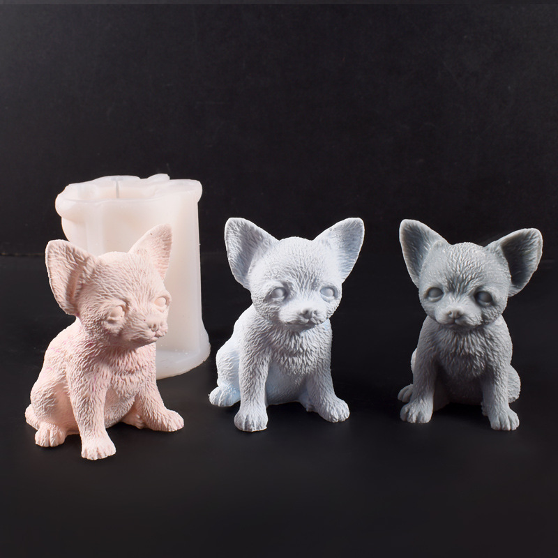 Stampo per candele per cuccioli di chihuahua Stampi per candele in silicone per cani Stampi per candele per cani per cuccioli Sapone in gesso fai da te Ainmal Stampo per decorazioni per la casa